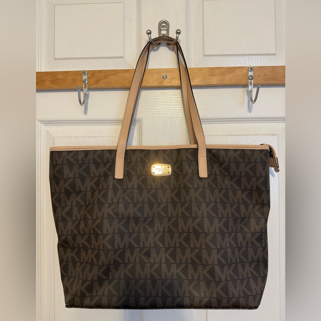 Michael Kors Brown Tote With A Cream And Tan Interior Handbag